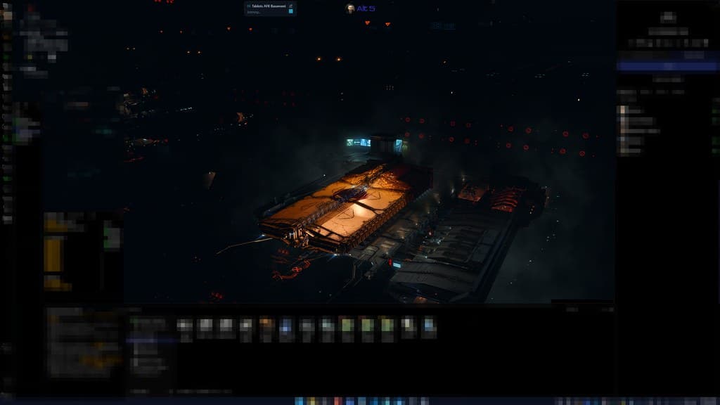 A borderless EVE client filling its master slot, live in a 5-account session